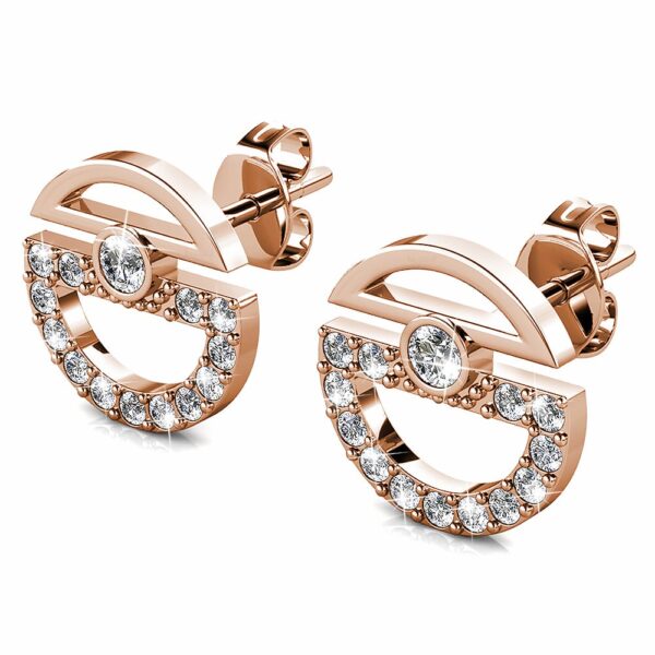 Modern Sphere Stud Earrings in Rose Gold Adorned with Crystals from SWAROVSKI® - Image 3