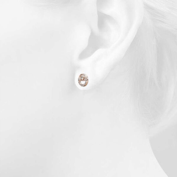 Modern Sphere Stud Earrings in Rose Gold Adorned with Crystals from SWAROVSKI® - Image 5