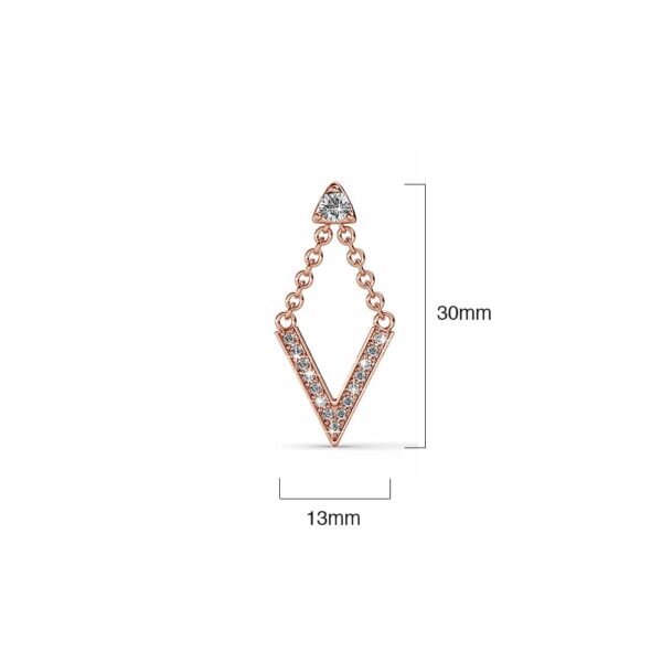Luxury V Shaped Stud Earrings in Rose Gold Embellished with SWAROVSKI® Crystals - Image 6