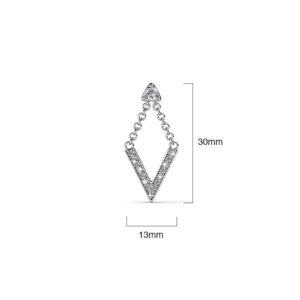 Luxury V Shaped Stud Earrings in White Gold Embellished with SWAROVSKI® Crystals - Image 8