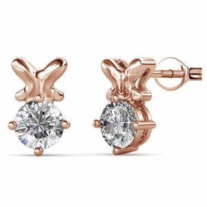 Treasure Bling Pendant Stud Earrings in Rose Gold Embellished with Crystals from SWAROVSKI®
