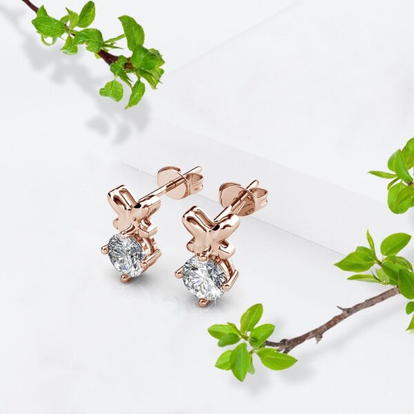 Treasure Bling Pendant Stud Earrings in Rose Gold Embellished with Crystals from SWAROVSKI® - Image 3