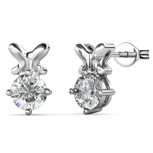 White Gold Organic Shaped Single Stone Stud Earrings Embellished with SWAROVSKI® Crystals
