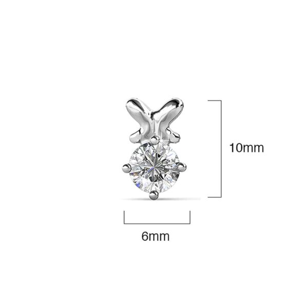 White Gold Organic Shaped Single Stone Stud Earrings Embellished with SWAROVSKI® Crystals - Image 5