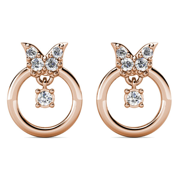A Thousand Butterfly Stud Earrings Embellished with Crystals from SWAROVSKI® in Rose Gold - Image 2