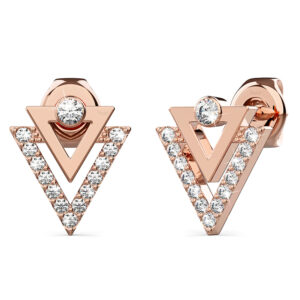 Trilateral Stud Earrings Embellished with Crystals from SWAROVSKI® in Rose Gold