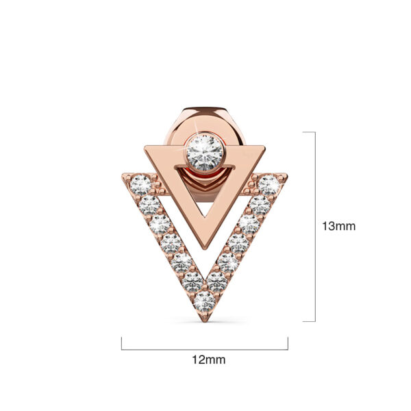 Trilateral Stud Earrings Embellished with Crystals from SWAROVSKI® in Rose Gold - Image 5