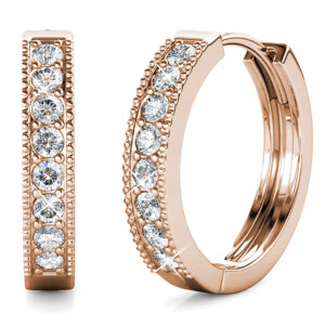 Clique Huggie Earrings Embellished with Crystals from SWAROVSKI®  in Rose Gold