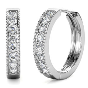 Clique Huggie Earrings Embellished with Crystals from SWAROVSKI® in White Gold