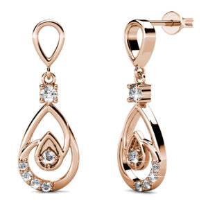 Periwinkle Teardrop Earrings Embellished with Crystals from SWAROVSKI® in Rose Gold