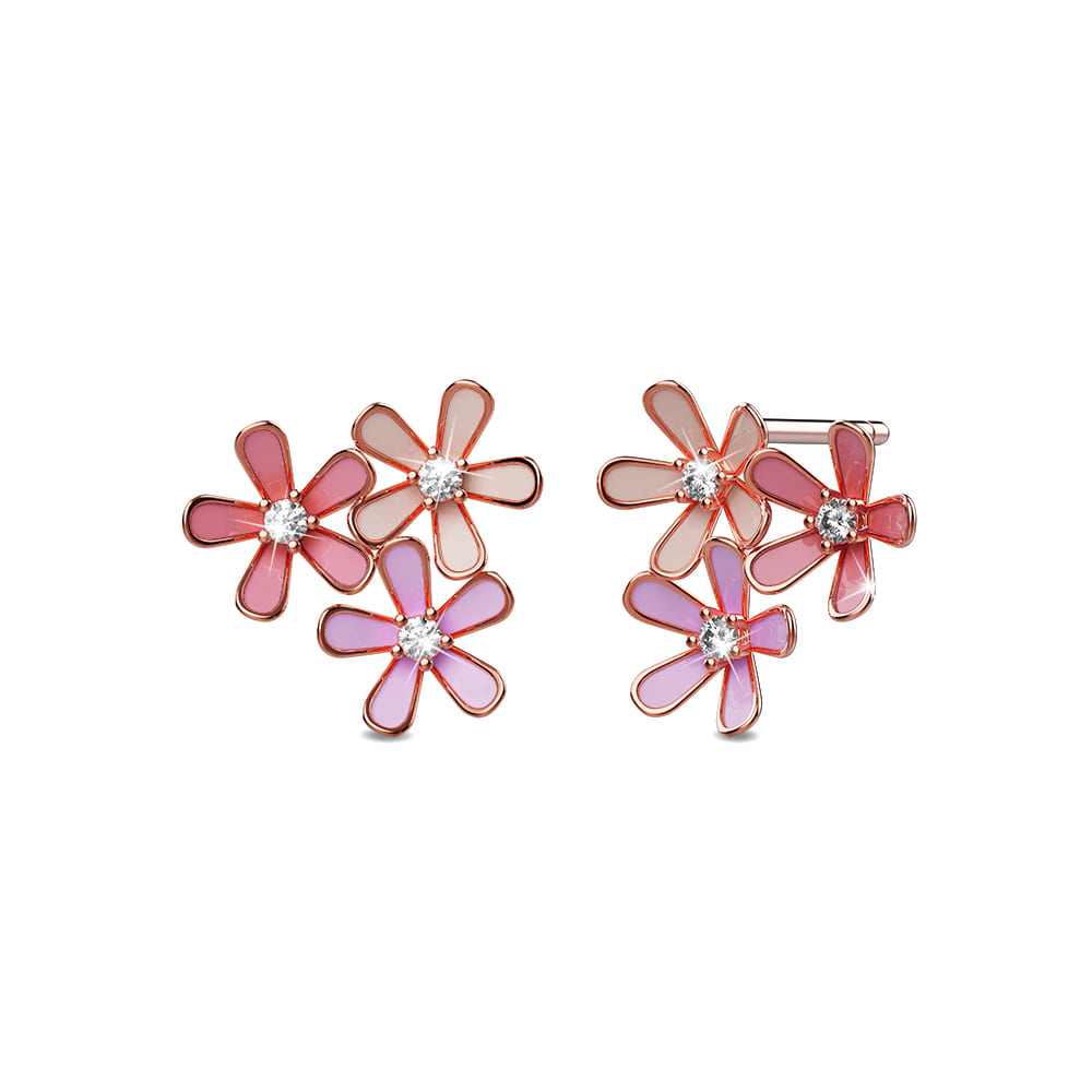 Petalia Pink Stud Earrings Featured SWAROVSKI® Crystals in Rose Gold