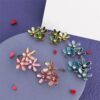 Petalia Pink Stud Earrings Featured SWAROVSKI® Crystals in Rose Gold - Image 4