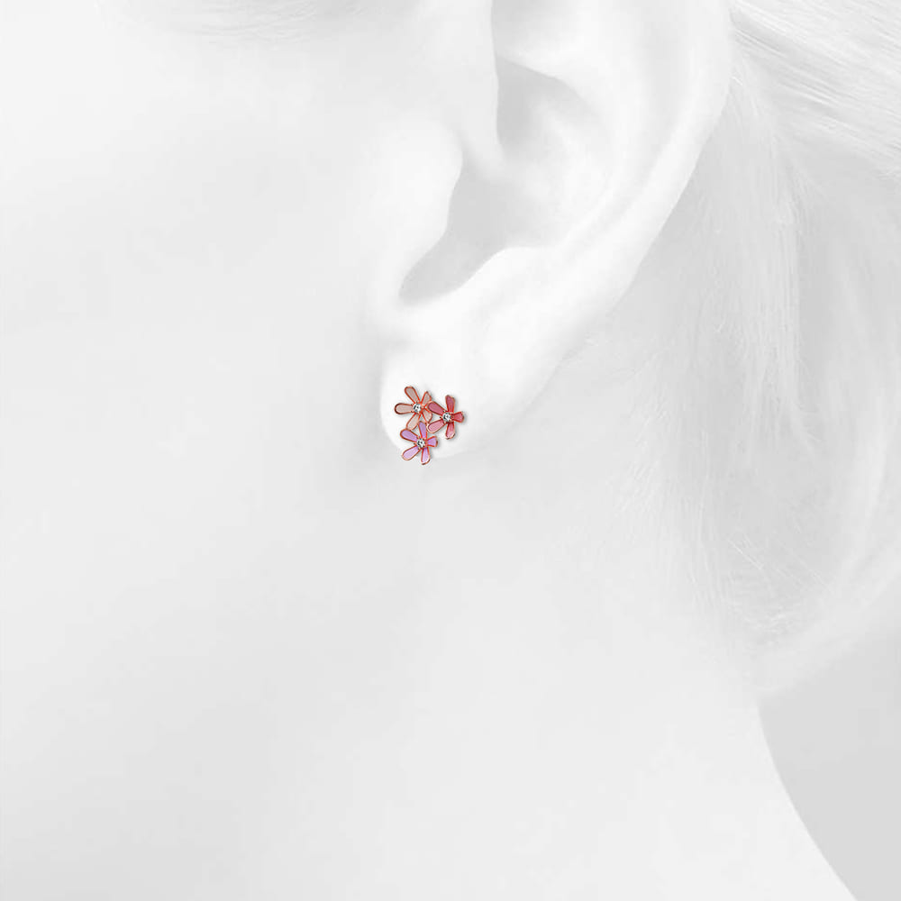 Petalia Pink Stud Earrings Featured SWAROVSKI® Crystals in Rose Gold - Image 6