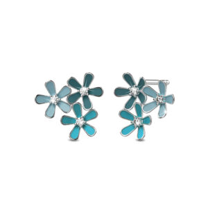 Petalia Turquoise Blue Stud Earrings Featured SWAROVSKI® Crystals in White Gold