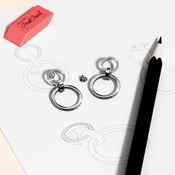 Orbit of Radiance Earrings Embellished with SWAROVSKI® Crystal in White Gold - Image 3