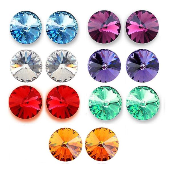 Boxed 7 Pairs Mult Color Apex Studs Set Embellished with SWAROVSKI® Crystals - Image 2