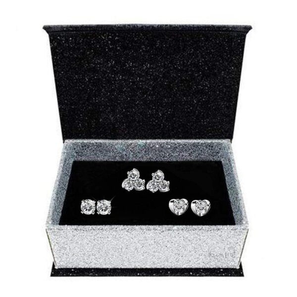 Boxed 3 Pairs Stud Earrings Set Embellished with SWAROVSKI® Crystals