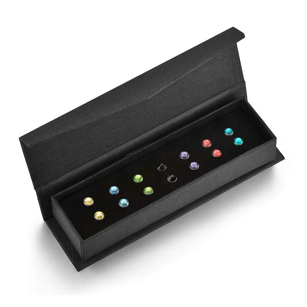 Boxed 7 Days Multicolour Stud Earrings Set Embellished with SWAROVSKI® Crystals