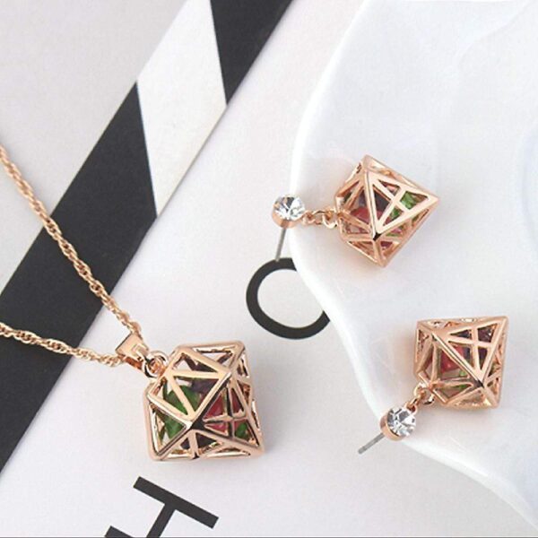 Boxed Colourful Diamond Necklace and Earrings Set - Image 4