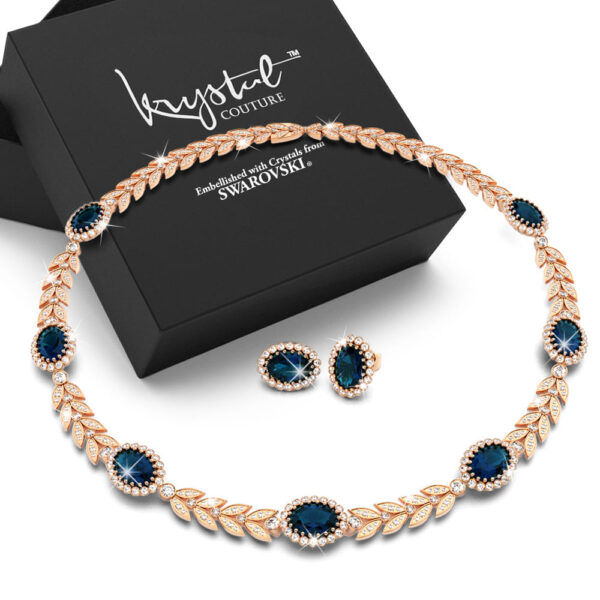 Boxed Georgina Necklace and Earrings Set Sapphire Embellished with SWAROVSKI® Crystals