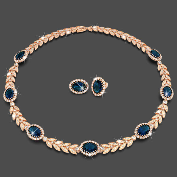 Boxed Georgina Necklace and Earrings Set Sapphire Embellished with SWAROVSKI® Crystals - Image 2
