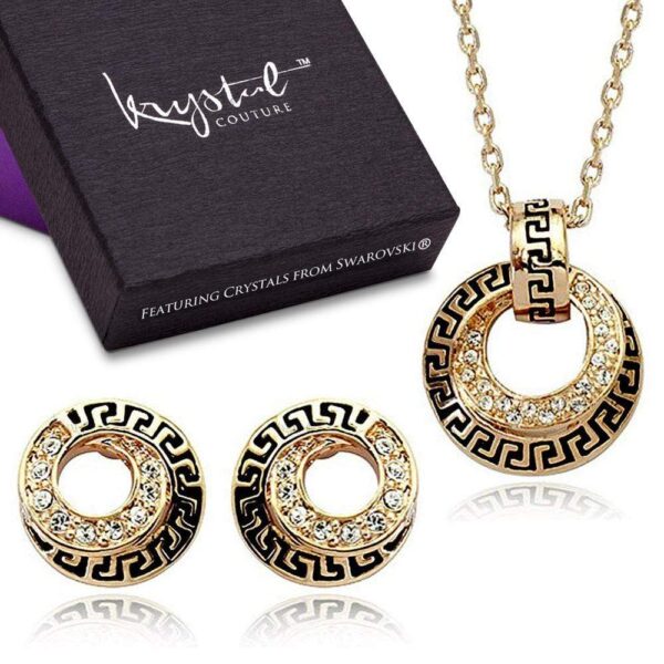 Boxed Greek Necklace and Earrings Set Embellished with SWAROVSKI® Crystals