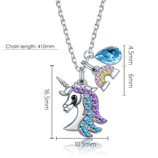 Unicorn With Blue Crystal And Rainbow Pendants Necklace Embellished With SWAROVSKI® Crystals - Image 4