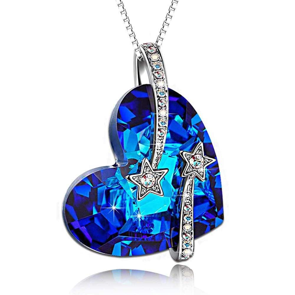 Gorgeous Heart Shaped with Stars Pendant Necklace Embellished with Crystals from SWAROVSKI®