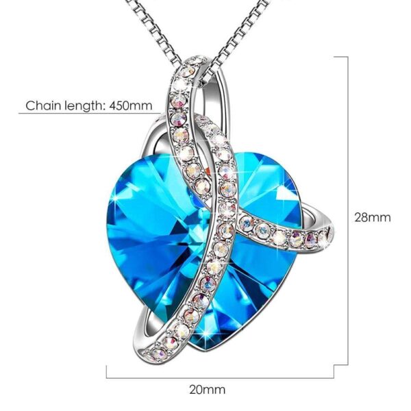 Sweet Love Heart Shaped Pendant Necklace in Blue Embellished with Crystals from SWAROVSKI® - Image 2