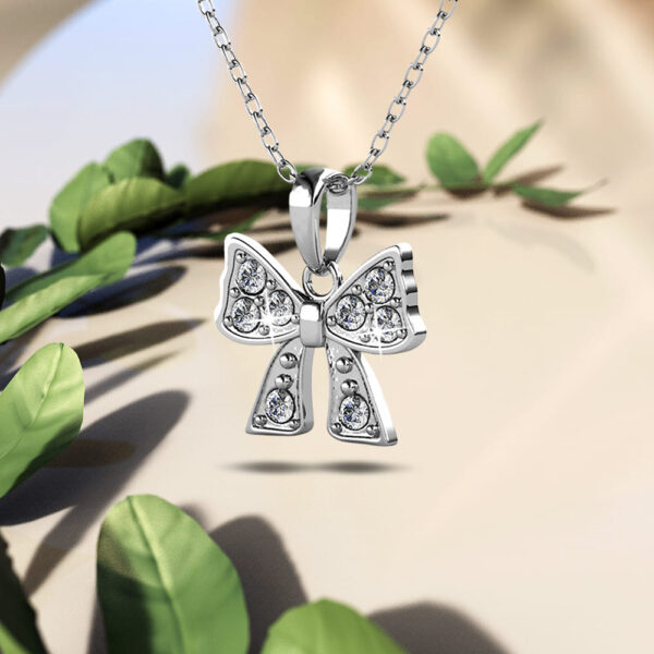 Ribbon Tie Necklace Embellished with SWAROVSKI® Crystals - Image 3