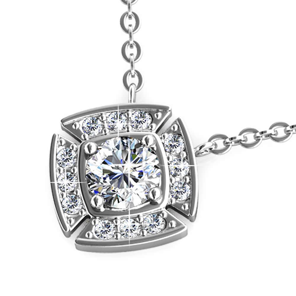 White Gold Brilliant Cut Pendant Necklace Embellished With SWAROVSKI® Crystals - Image 3