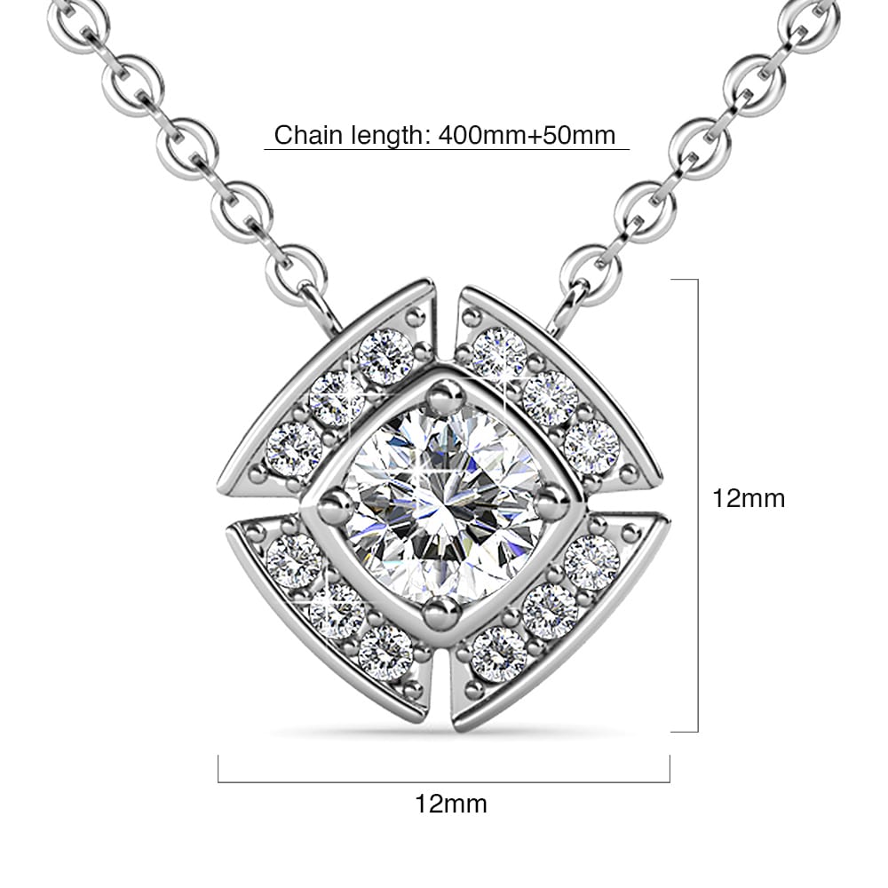 White Gold Brilliant Cut Pendant Necklace Embellished With SWAROVSKI® Crystals - Image 6