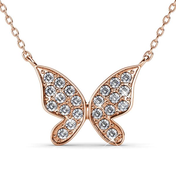 Rose Gold Sweet Butterfly Pendant Necklace Embellished with Crystals from SWAROVSKI®