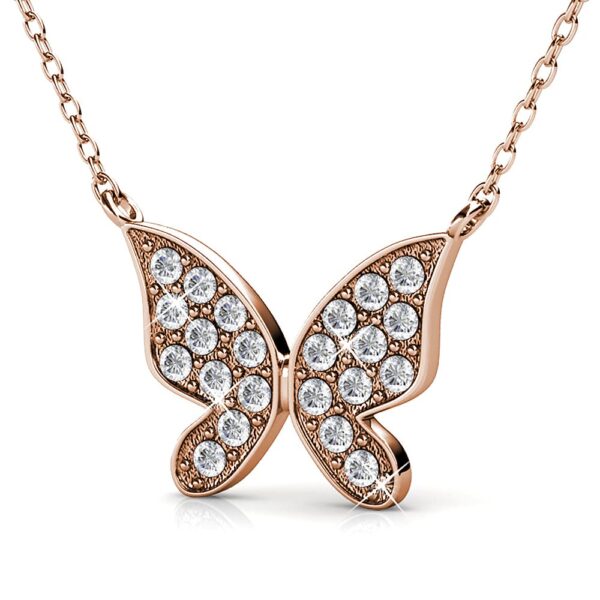 Rose Gold Sweet Butterfly Pendant Necklace Embellished with Crystals from SWAROVSKI® - Image 2