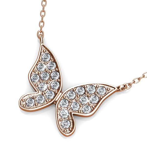 Rose Gold Sweet Butterfly Pendant Necklace Embellished with Crystals from SWAROVSKI® - Image 3