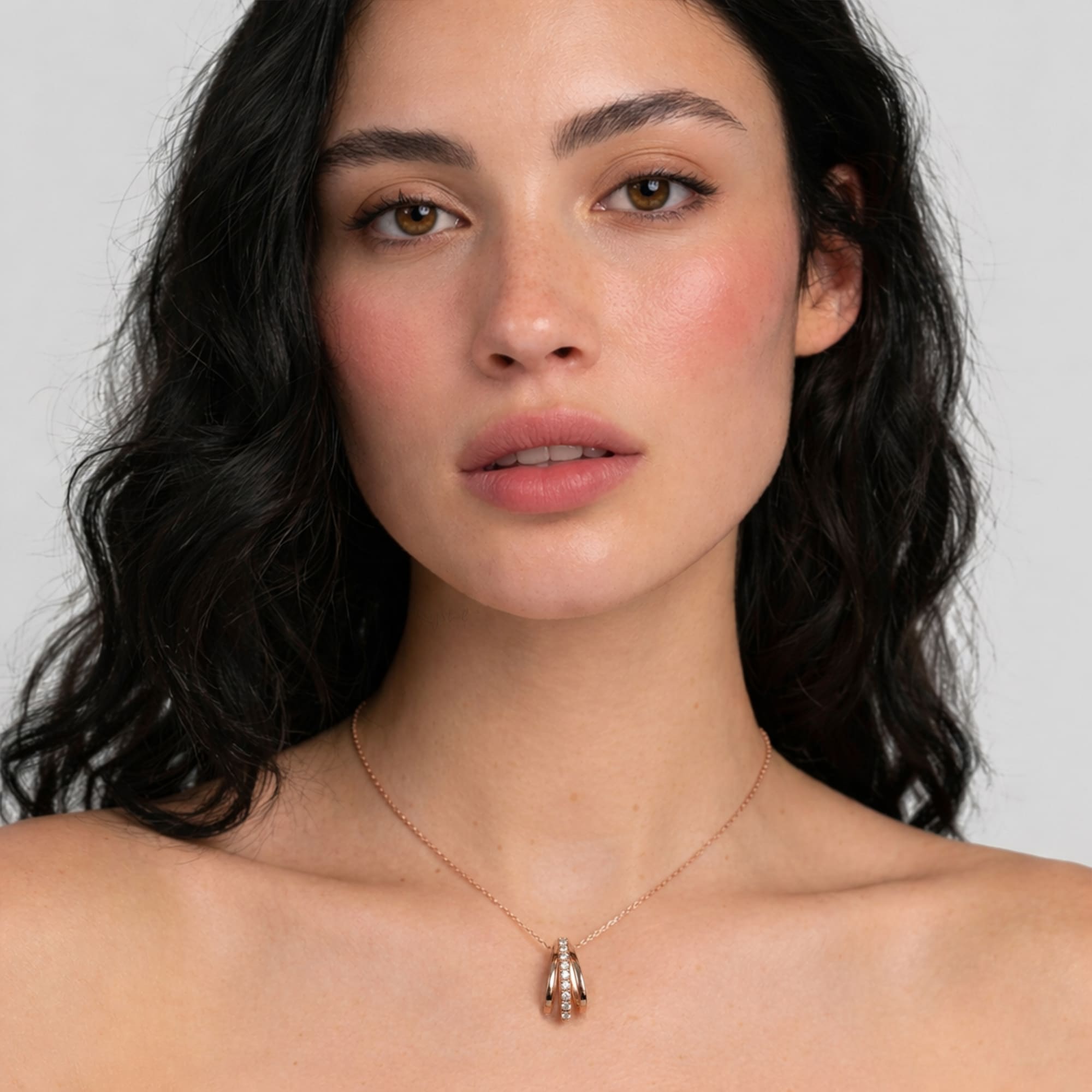 Sparkly Triple Round Necklace in Rose Gold Adorned With SWAROVSKI® Crystals - Image 7