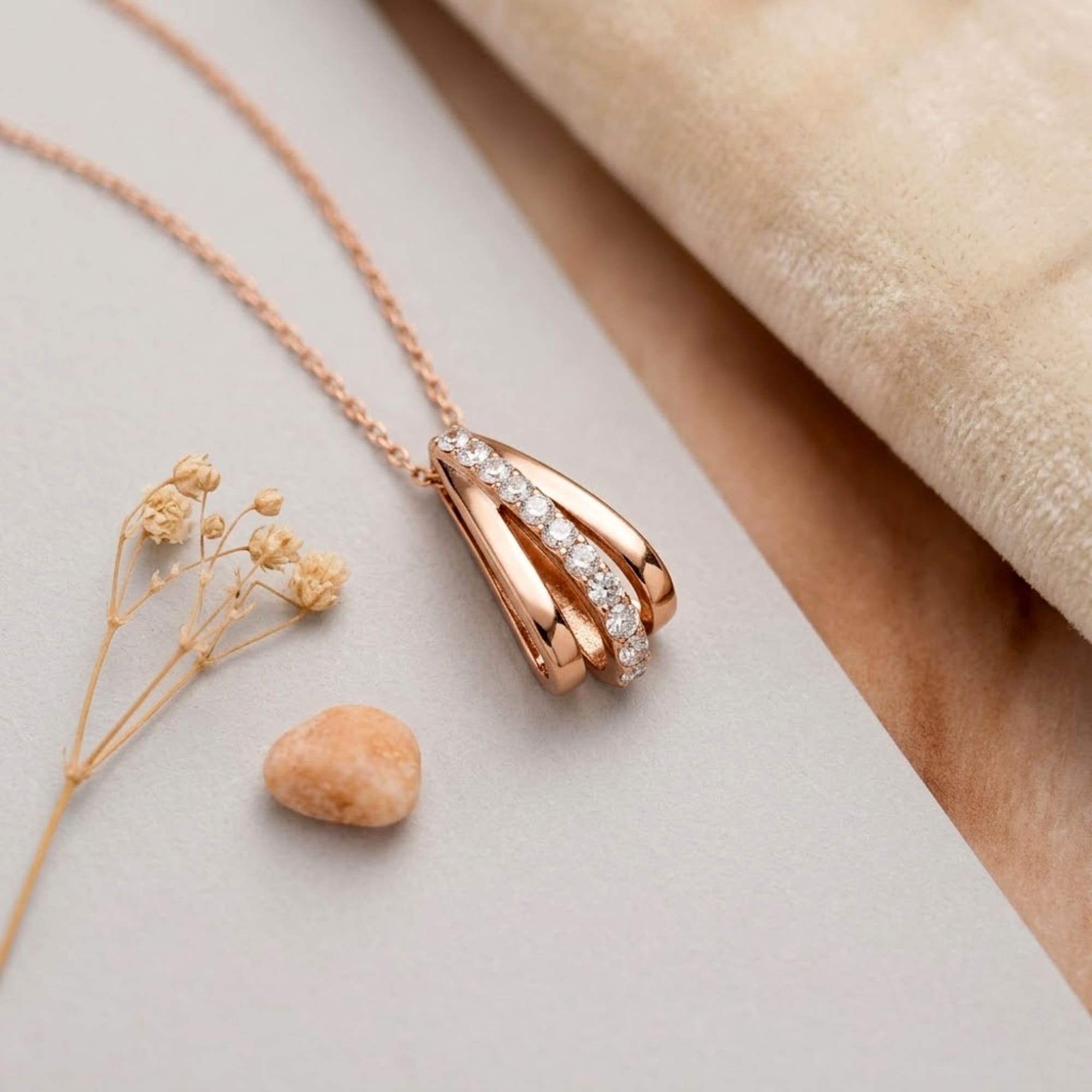 Sparkly Triple Round Necklace in Rose Gold Adorned With SWAROVSKI® Crystals - Image 3