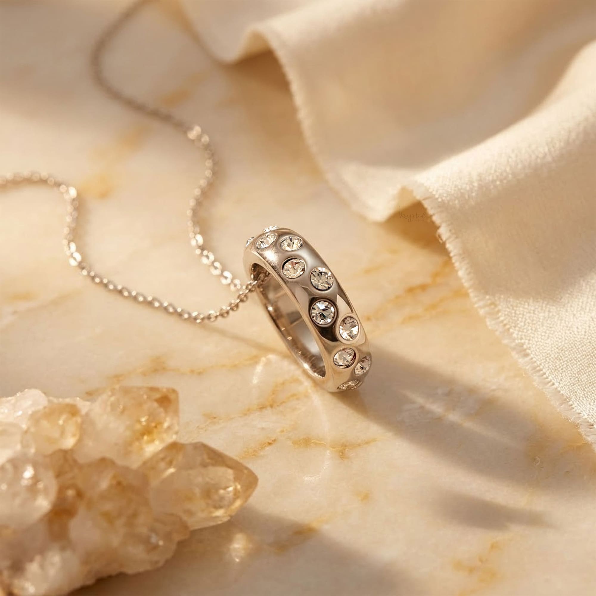 Ecliptic Pendant Necklace in White Gold Adorned with SWAROVSKI® Crystals - Image 3