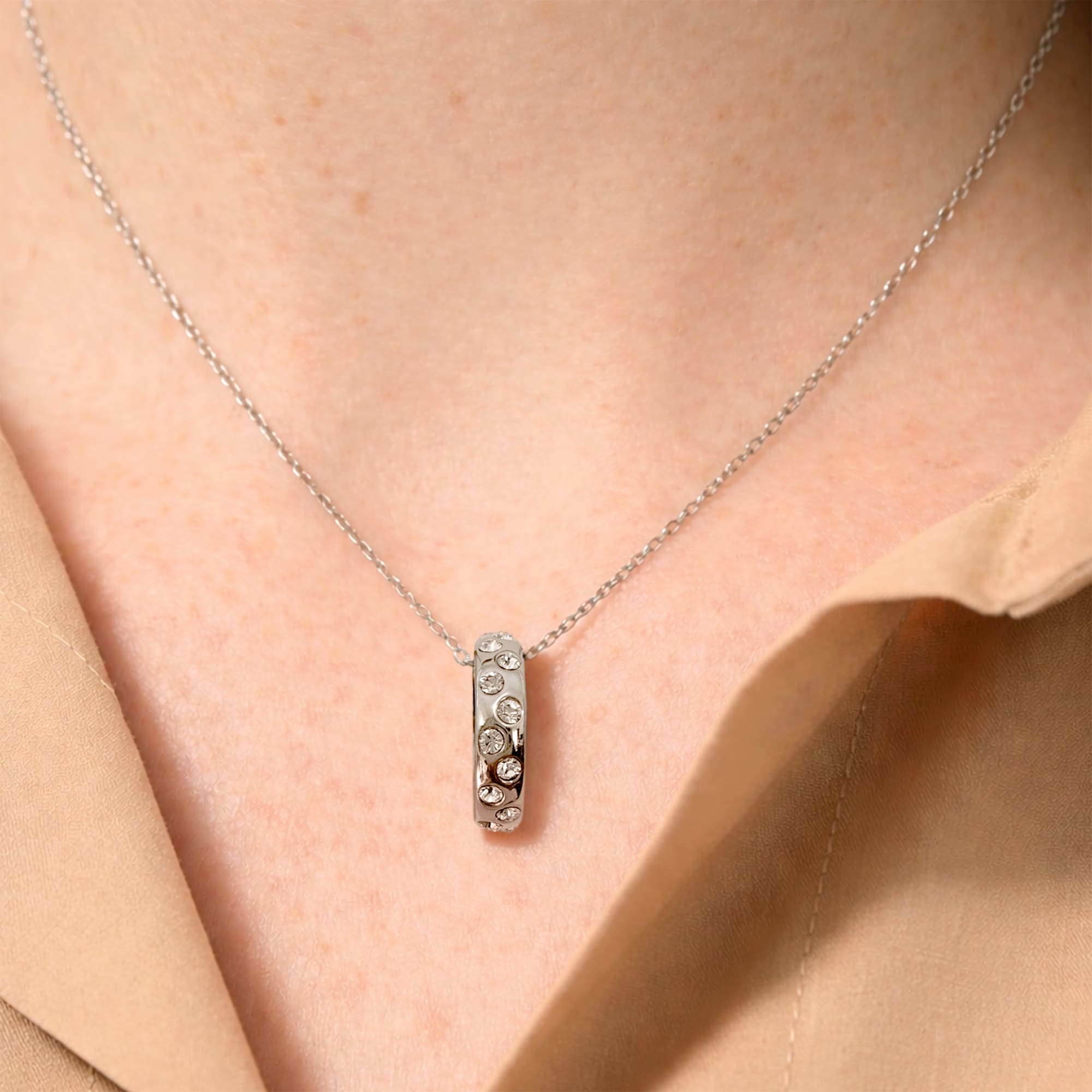 Ecliptic Pendant Necklace in White Gold Adorned with SWAROVSKI® Crystals - Image 5