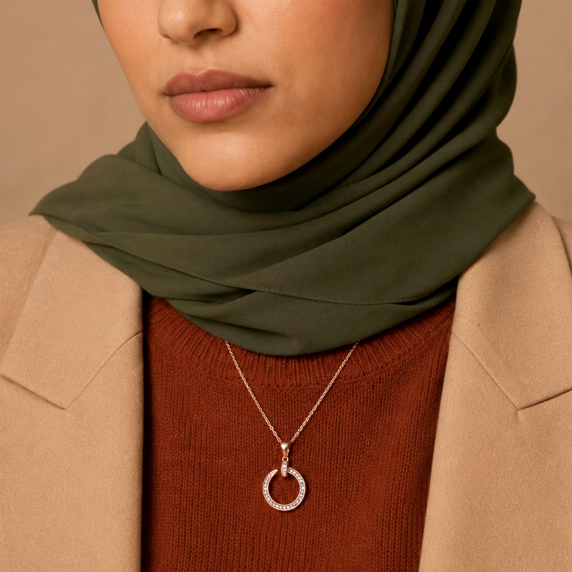 Paradigm in Circle Rose Gold Pendant Necklace Embellished with SWAROVSKI® Crystals - Image 4