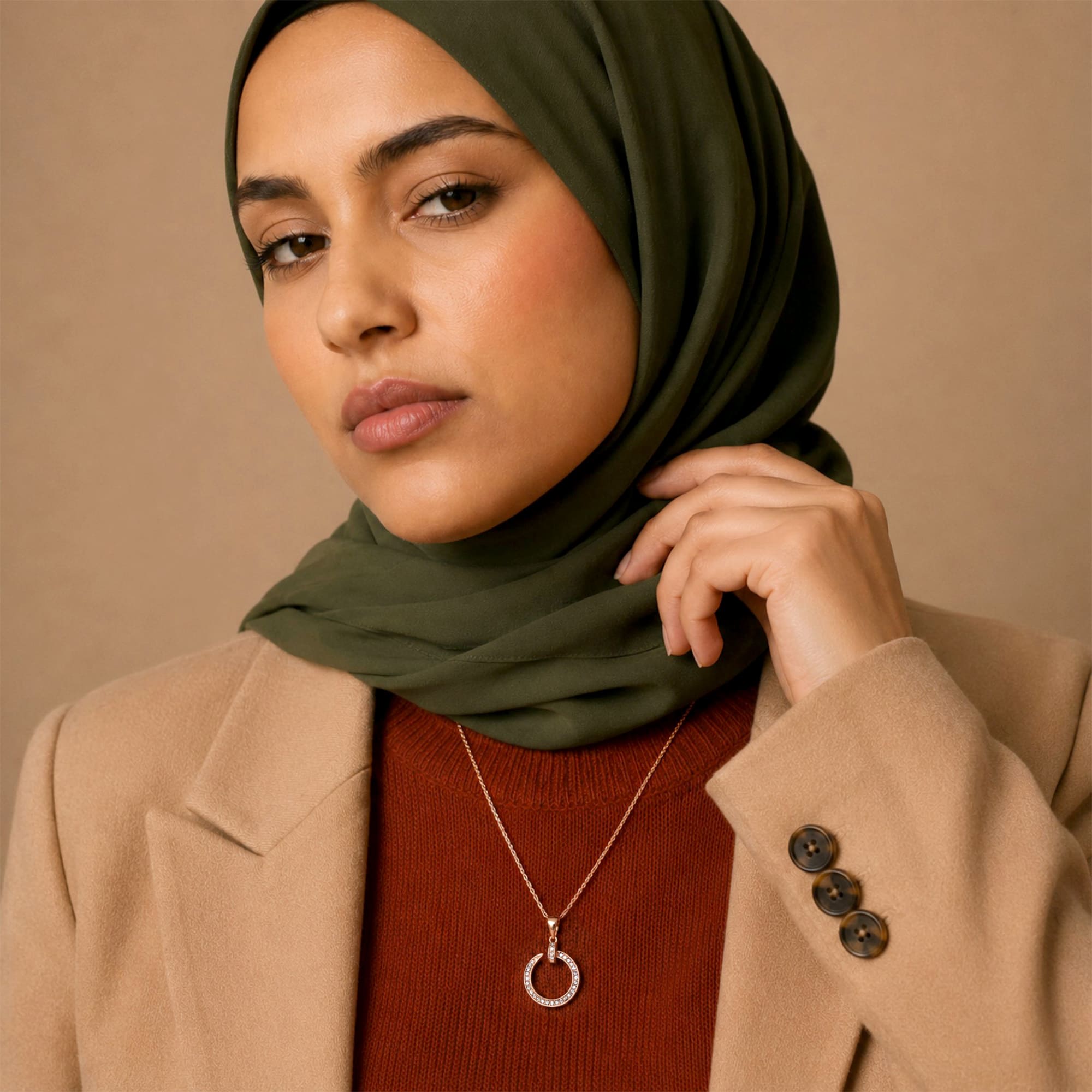 Paradigm in Circle Rose Gold Pendant Necklace Embellished with SWAROVSKI® Crystals - Image 5