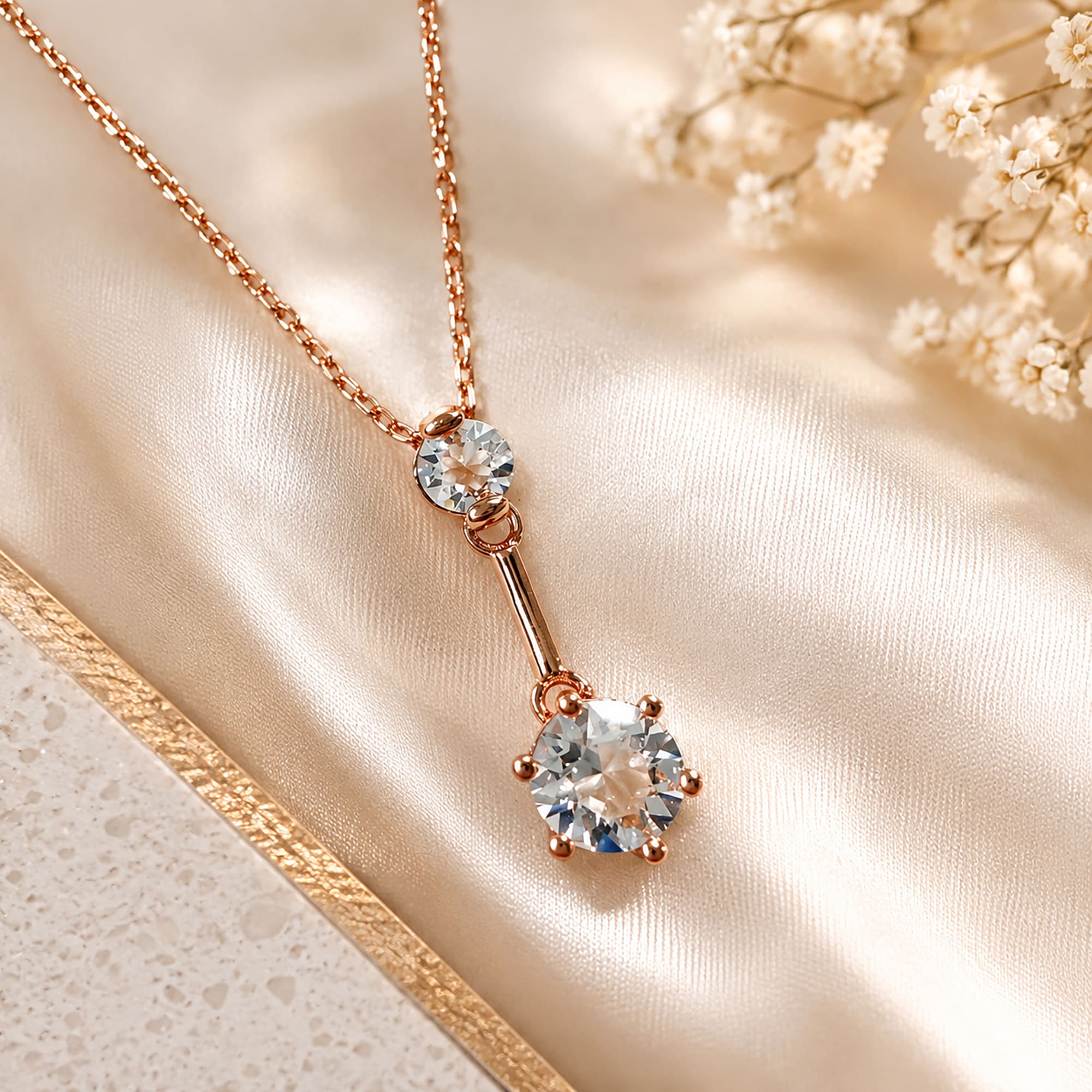 Divine Crystal Long Pendant Necklace in Rose Gold Embellished with Crystals from SWAROVSKI® - Image 4