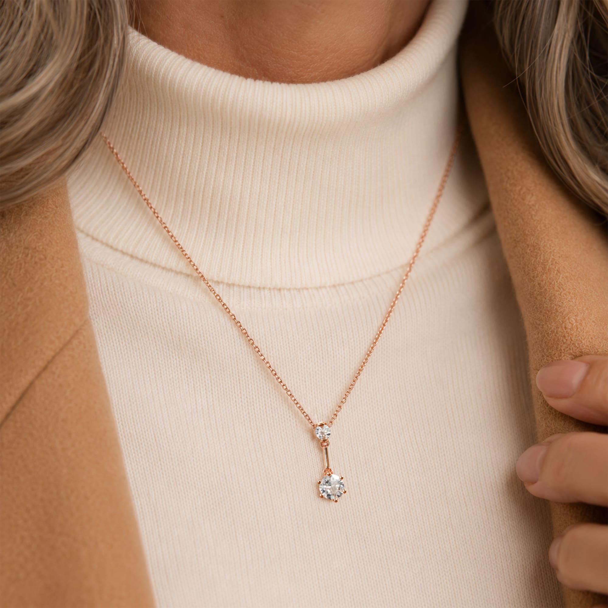 Divine Crystal Long Pendant Necklace in Rose Gold Embellished with Crystals from SWAROVSKI® - Image 6