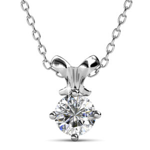 White Gold Organic Shaped Single Stone Necklace Embellished with SWAROVSKI® Crystals