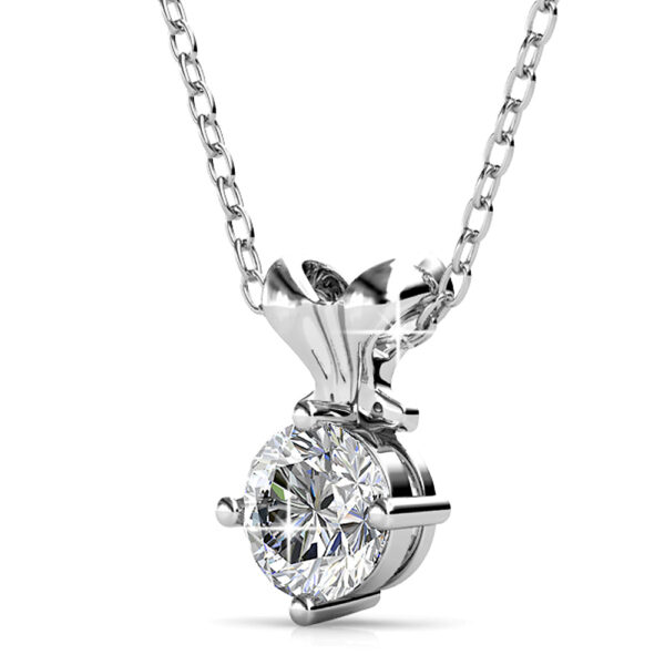 White Gold Organic Shaped Single Stone Necklace Embellished with SWAROVSKI® Crystals - Image 2