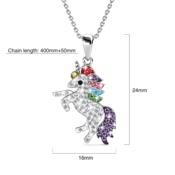 White Gold Chain With Rainbow Unicorn Embellished with SWAROVSKI® Crystals - Image 5