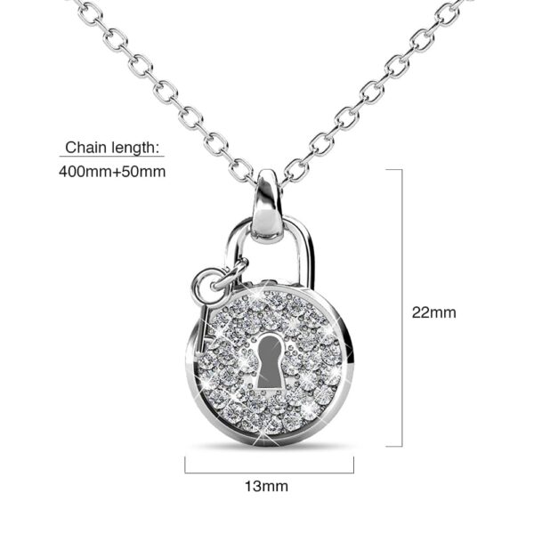 White Gold Pave Set Padlock Necklace Embellished with SWAROVSKI® Crystals - Image 5