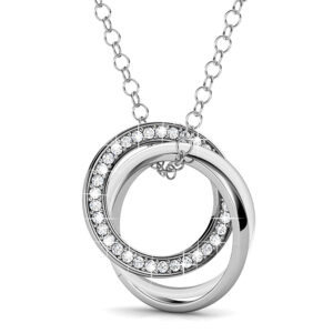 White Gold Triple Interlocking Ring White Pendant Necklace Embellished with SWAROVSKI® Crystals