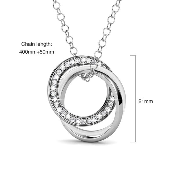 White Gold Triple Interlocking Ring White Pendant Necklace Embellished with SWAROVSKI® Crystals - Image 6