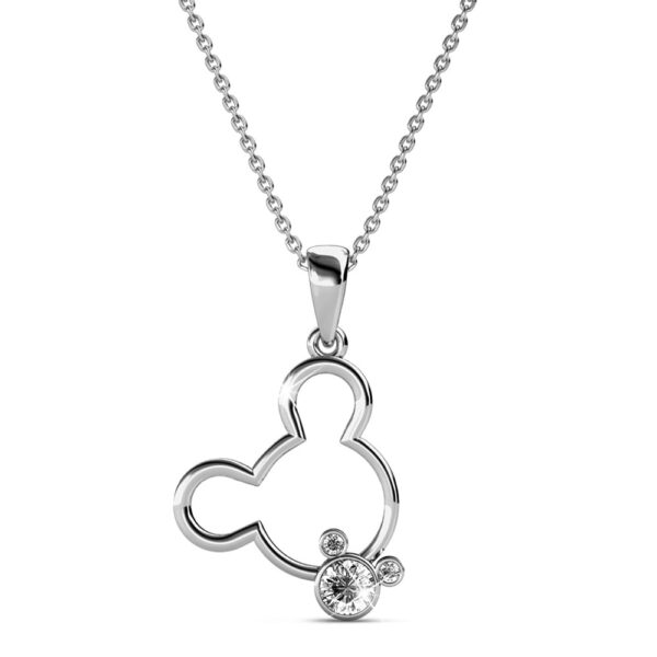 Happy Mickey Periwinkle Teardrop Necklace Embellished with Crystals from SWAROVSKI® in White Gold